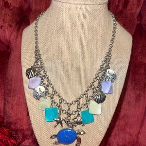 Mixit Beach Themed, Blue Turtle Charm Necklace
